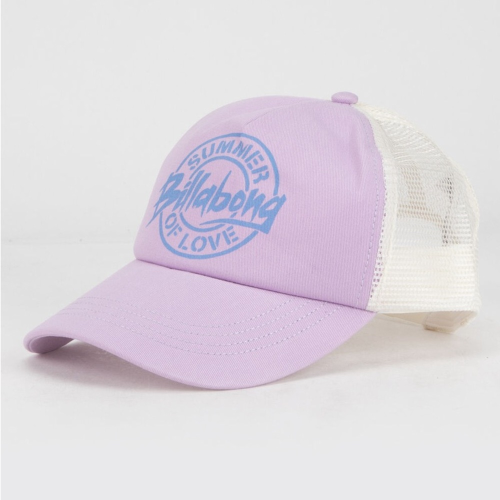 Billabong 💜 Summer of Love Aloha Forever Lavender Adjustable Trucker Hat